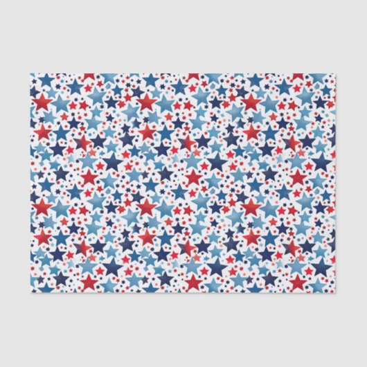 Papier Mousseline Papier Tissu Patriotique Red & Blue Stars (Recto)