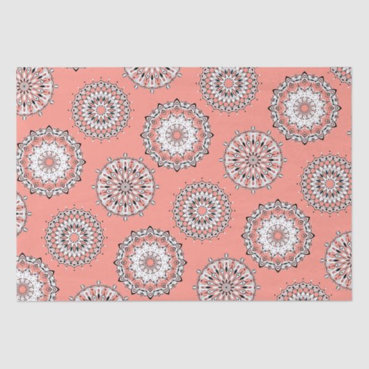 Papier Mousseline Papier Tissu Peach Mandalas (Recto)