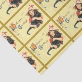 Papier Mousseline Papier Tissu Petit Sorcière Et Chat Noir (Détail)