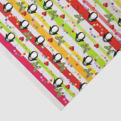 Papier Mousseline Papier Tissu Pingouin Coeurs rouges (Détail)