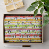Papier Mousseline Papier Tissu Pingouin Coeurs rouges (Cadeau)