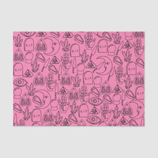 Papier Mousseline Papier Tissu Pink Halloween (Recto)