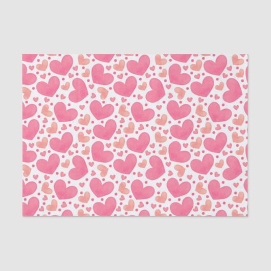 Papier Mousseline Papier Tissu Pink Hearts (Recto)
