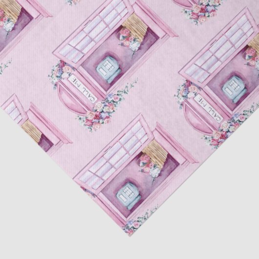 Papier Mousseline Papier Tissu Pink Phone Booth (Détail)