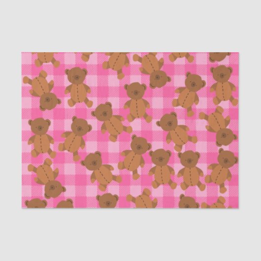 Papier Mousseline Papier Tissu Pink Teddy Bear (Recto)
