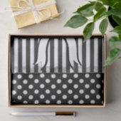 Papier Mousseline Papier Tissu Polkadot rayures Bow Blanc Noir (Cadeau)