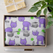 Papier Mousseline Papier Tissu Purple Chats Meow (Cadeau)