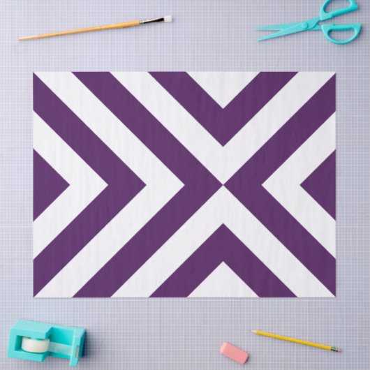 Papier Mousseline Papier Tissu Purple et Blanc Chevrons (Artisanat)