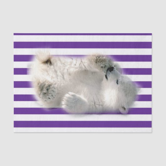 Papier Mousseline Papier Tissu Rayures violettes Ours Polaire (Recto)