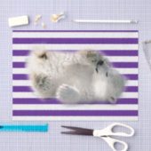 Papier Mousseline Papier Tissu Rayures violettes Ours Polaire (Artisanat)