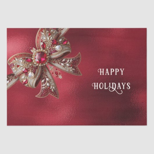 Papier Mousseline Papier Tissu Red Bow Holiday (Recto)