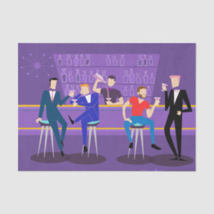 Papier Mousseline Papier Tissu Retro Gay Bar