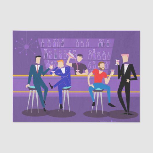 Papier Mousseline Papier Tissu Retro Gay Bar (Recto)