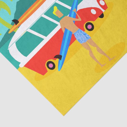 Papier Mousseline Papier Tissu Retro Surfer Couple (Détail)