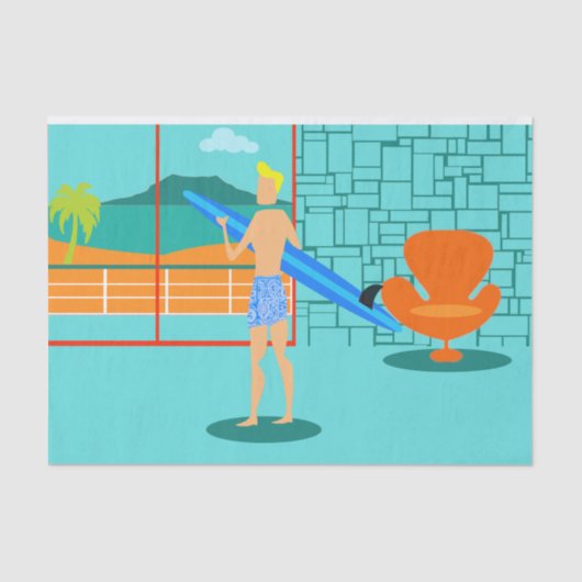 Papier Mousseline Papier Tissu Retro Surfer Dud (Recto)