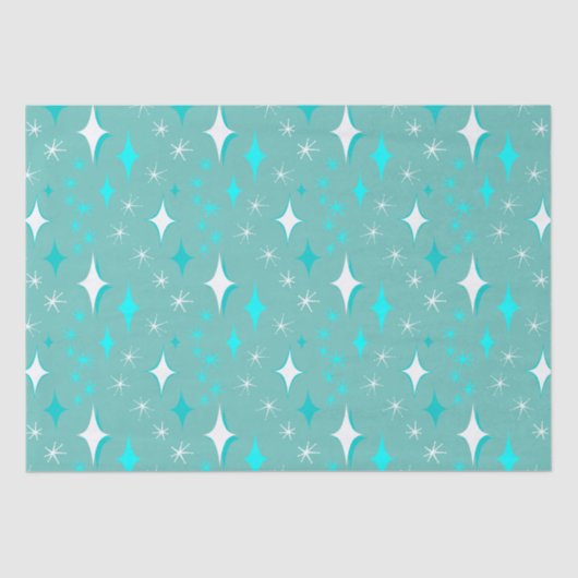 Papier Mousseline Papier Tissu Retro Turquoise et White Star Motif (Recto)