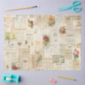 Papier Mousseline Papier Tissu Romantique Distressed Rose & Ephemera (Artisanat)