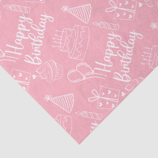 Papier Mousseline Papier Tissu Rose Anniversaire (Détail)