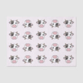Papier Mousseline Papier Tissu Rose avec motif Vache Cute (Recto)
