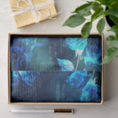 Papier Mousseline Papier Tissu Rose bleu vintage (Cadeau)