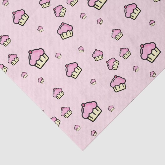 Papier Mousseline Papier Tissu rose Motif Cupcake (Détail)