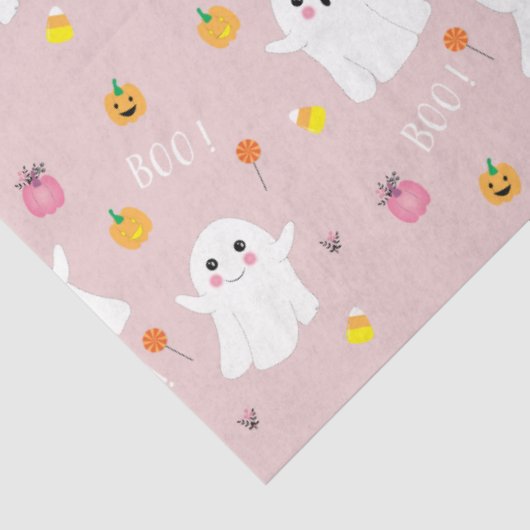 Papier Mousseline Papier Tissu rose Motif Fantômes (Détail)