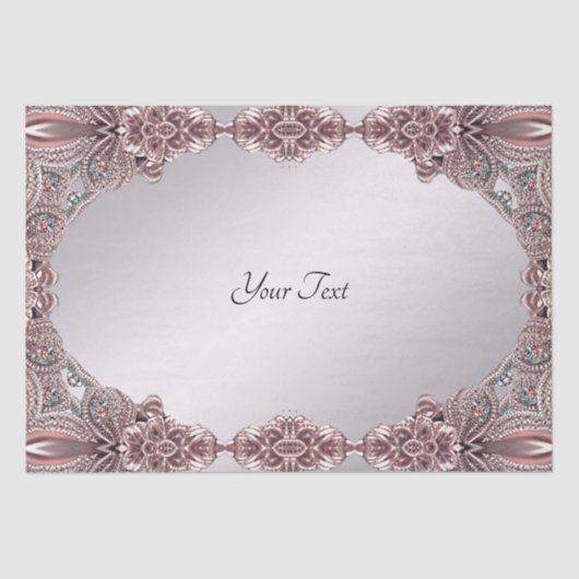 Papier Mousseline Papier Tissu rose ornemental (Recto)