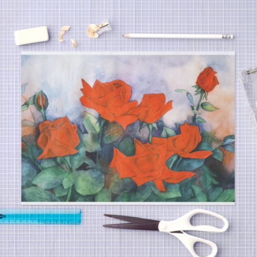 Papier Mousseline Papier Tissu Rose Velours Rouge (Artisanat)