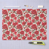 Papier Mousseline Papier Tissu Roses Rouges (Artisanat)
