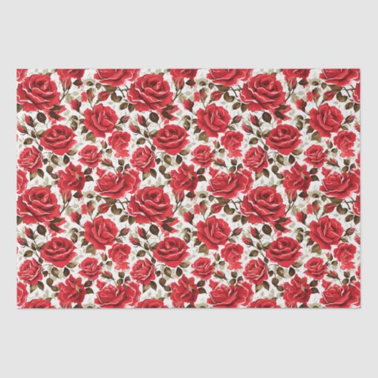 Papier Mousseline Papier Tissu Roses Rouges (Recto)