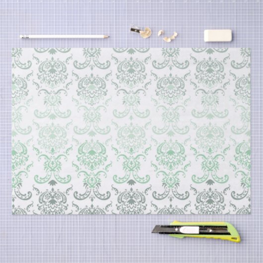 Papier Mousseline Papier Tissu Sage Ombre Damask (Artisanat)