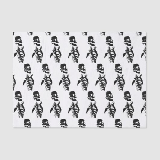 Papier Mousseline Papier Tissu SKELETON NOIR (Recto)