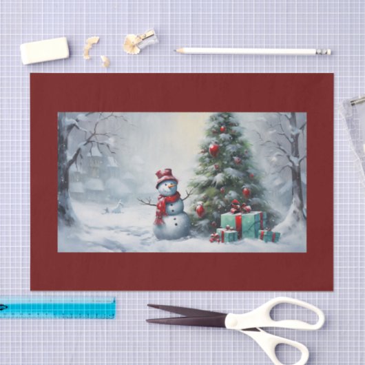 Papier Mousseline Papier Tissu Snowman Et Tree (Artisanat)