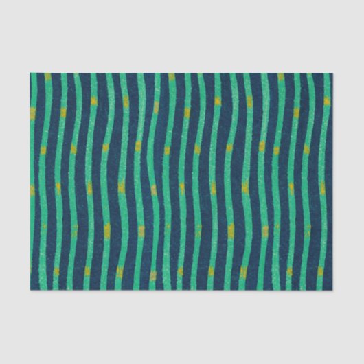 Papier Mousseline Papier Tissu STRIPÉ VERT ET BLEU (Recto)