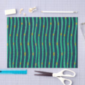 Papier Mousseline Papier Tissu STRIPÉ VERT ET BLEU (Artisanat)