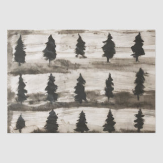 Papier Mousseline Papier Tissu Sumi Ink Woods