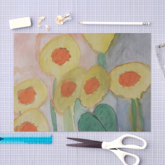 Papier Mousseline Papier Tissu Sunflower Abstrait (Artisanat)
