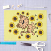 Papier Mousseline Papier Tissu Tissu Chat Tournesol (Artisanat)