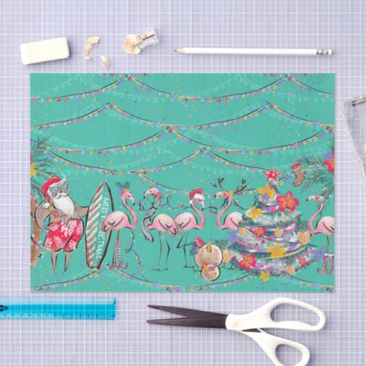 Papier Mousseline Papier Tissu Tropical Holiday Christmas (Artisanat)