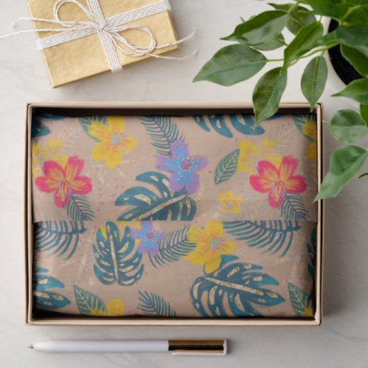 Papier Mousseline Papier Tissu Tropical Holiday Christmas (Cadeau)