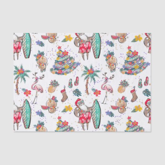 Papier Mousseline Papier Tissu Tropical Holiday Christmas (Recto)