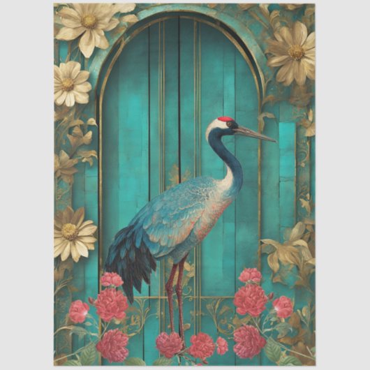 Papier Mousseline Papier Tissu Turquoise Grande Chaîne Shabby (Recto)