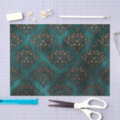 Papier Mousseline Papier Tissu Turquoise Patina et Rust Damask (Artisanat)