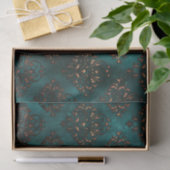 Papier Mousseline Papier Tissu Turquoise Patina et Rust Damask (Cadeau)