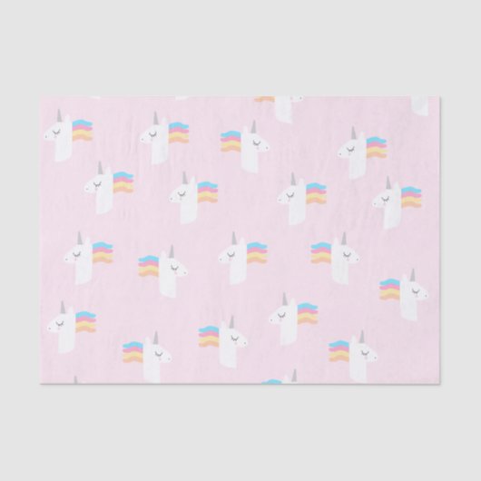Papier Mousseline Papier Tissu Unicorne Rose (Recto)
