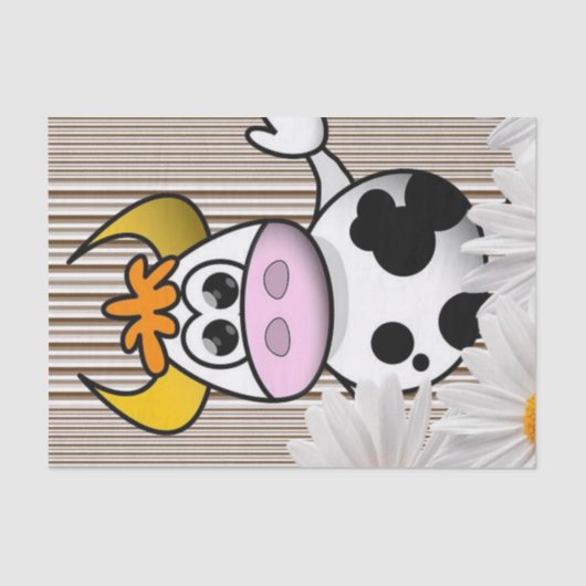 Papier Mousseline Papier Tissu Vache Brown bande blanche marguerite (Recto)