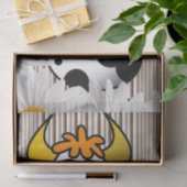 Papier Mousseline Papier Tissu Vache Brown bande blanche marguerite (Cadeau)