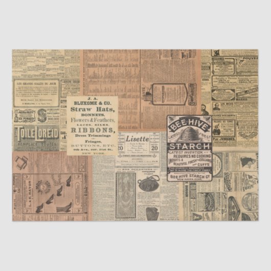 Papier Mousseline Papier Tissu Vintage Ad Collage (Recto)