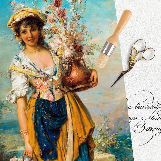 Papier Mousseline Papier Tissu vintage Femme Belle Epoque