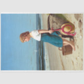 Papier Mousseline Papier Tissu vintage Girl Beach (Recto)